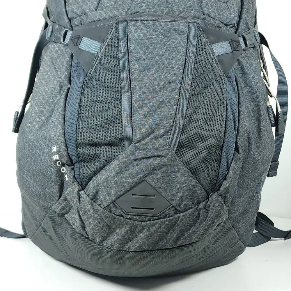 The North Face Recon Gray Blue Padded School Laptop Hiking Outdoor Backpack